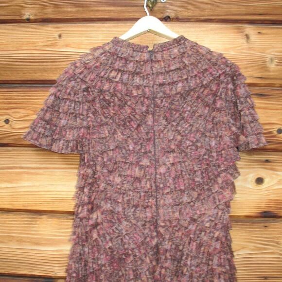 Mac Duggal 8042 Brown Ruffle Floral Maxi Dress Gown - Picture 11 of 15